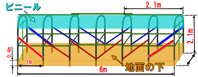 ぶどうの雨除け設備イラスト